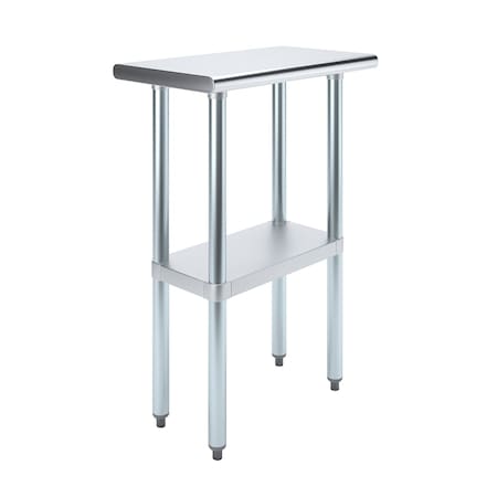 Stainless Steel Metal Table With Undershelf, 24 Long X 14 Deep